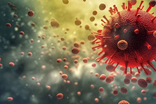 Virus in blood. Conceptual image for the fight against the pandemic of the virus. SARS pandemic risk concept