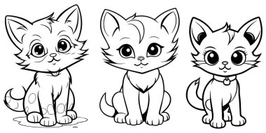 Çizgi film kedilerinin vektör kümesi