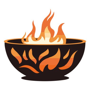 Kase ve ateş ikonunun vektör tasarımı. kase ve tabak vektör illüstrasyonu koleksiyonu.