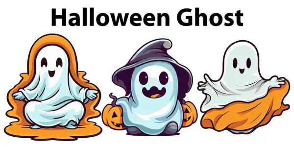 Cadılar Bayramı Hayaleti vektör çizgi film kutlama karakteri 