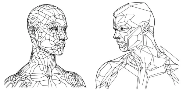 Soyut insan kafası. Üç boyutlu kablo. kablo vektör illüstrasyonu