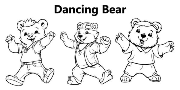 Elinde ayı olan sevimli ayıların vektör karikatür çizimi. Beyaz arka planda izole edilmiş. boyama kitabı.