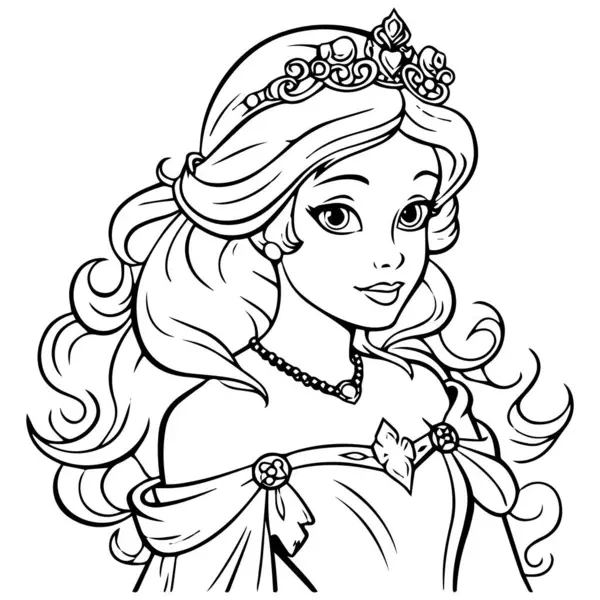 Güzel prensesi olan yetişkinler için boyama kitabı.