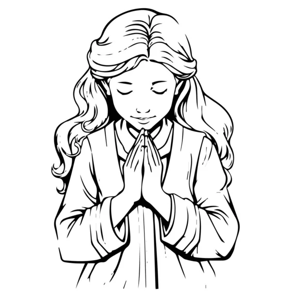 Векторная Иллюстрация Молящейся Девушки — стоковый вектор