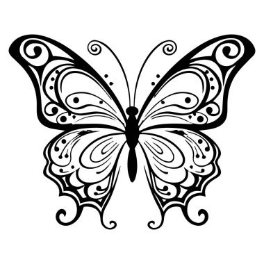 Beyaz arka planda siyah kelebek