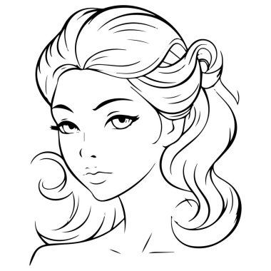 beautiful woman with long hair, vector illustration.
