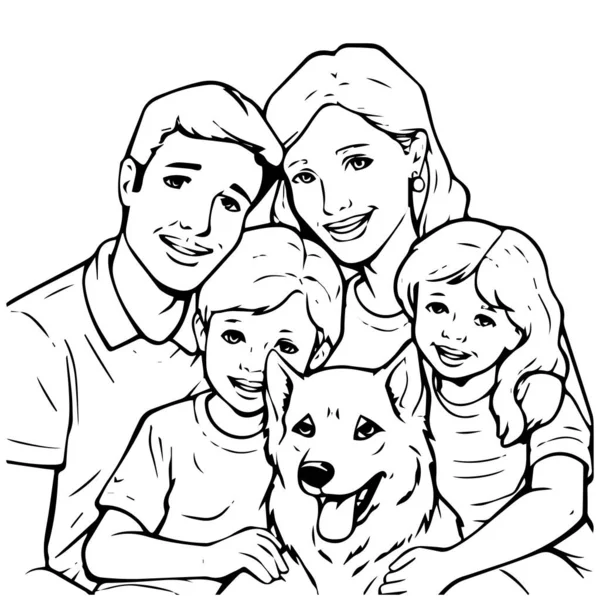 有狗的病媒家庭 — 图库矢量图片