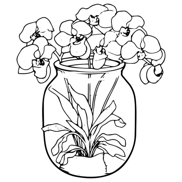 Fiori Giardino Vaso Disegno Illustrazione Vettoriale — Vettoriale Stock