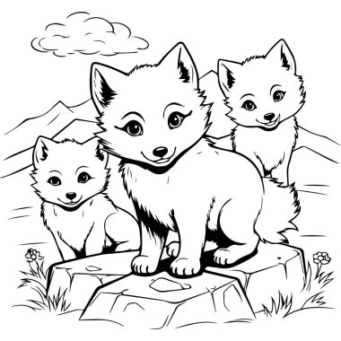 Tatlı çizgi film köpekleri. vektör illüstrasyonu