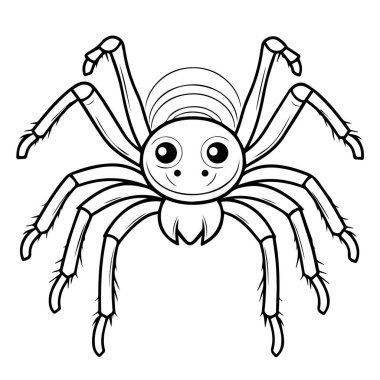 Beyaz arka planda siyah örümcek. vektör illüstrasyonu.