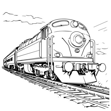 Eski bir buhar treninin vektör çizimi