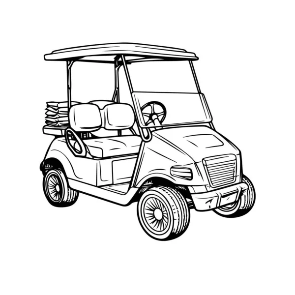 Siyah beyaz bir araba çizimi.