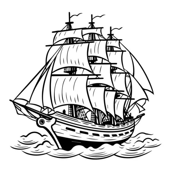Yelkenli gemi, çizim, vektör