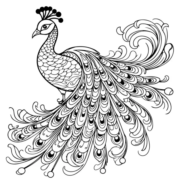 Tavus kuşunun boyama kitabı. Yetişkinler için boyama kitabı.