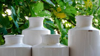 Doğal kozmetik ürünü beyaz şişeler..