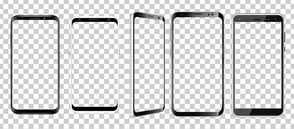 Smartphone Mockup Kontur Platt Stil Skärm Telefon Mock Isolerad Vit — Stockfoto