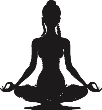 Genç sporcu kadın yoga yapıyor, Lotus poz veriyor. Tecrit edilmiş bir kadın silueti. Vektör illüstrasyonu