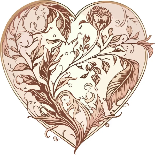 Любовное Сердце Нарисованный Слон Украшения Дня Святого Валентина Векторная Иллюстрация — стоковый вектор