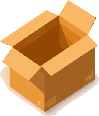 Karton kutu, depo, teslimat ve ulaşım. Paket teslimatı ya da posta servisi. Vektör illüstrasyonu