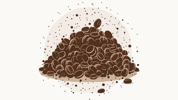 Geröstete Kaffeebohnen Einem Löffel Auf Weißem Hintergrund Logo Für Café — Stockvektor