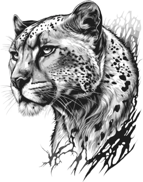 Cool Panther Skiss För Tatuering Logotyp Gravyr Vektorillustration — Stock vektor