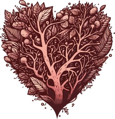 Love Heart Hand Sevgililer Günü için Element Çizimi Dekorasyonu. Vektör illüstrasyonu