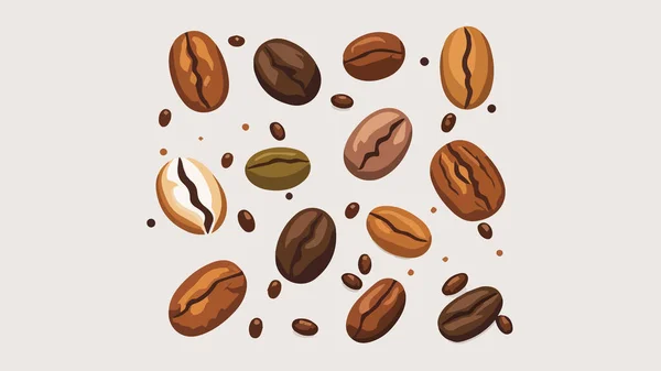 Geröstete Kaffeebohnen Einem Löffel Auf Weißem Hintergrund Logo Für Café — Stockvektor