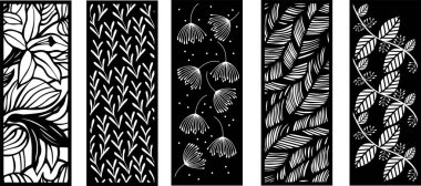 Lazer yaprak panelini kesti. Oda ayırıcı ekranlar, kağıt işçiliği, kart geçmişi. Vektör illüstrasyonu