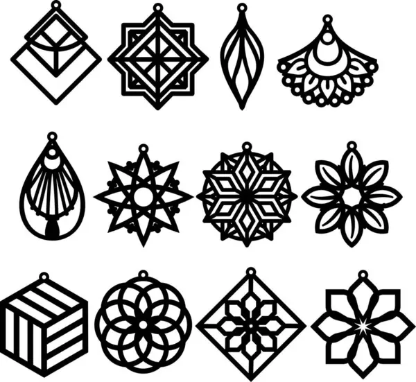 stock vector Vector Earrings templates set of geometric shapes. Modern trendy vector illustration. Laser cut, wooden earrings. metal cut. natural, celestial. Vector illustration