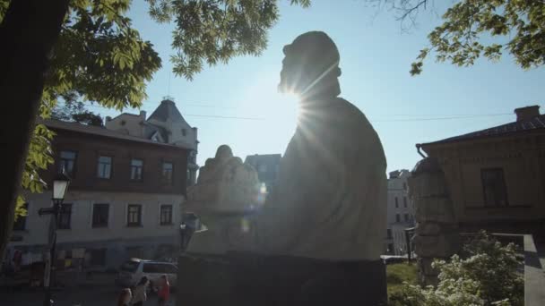 Monument Yaroslav Wise Sun One Great Princes Kyiv Movement — Stock Video