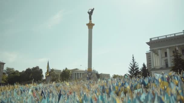 Vista General Plaza Maidan Maidan Nezalezhnosti Memorial Los Soldados Caídos — Vídeos de Stock