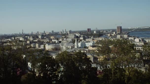 Vista Panorámica Del Centro Hermoso Paisaje Urbano Podil Kiev Ucrania — Vídeos de Stock