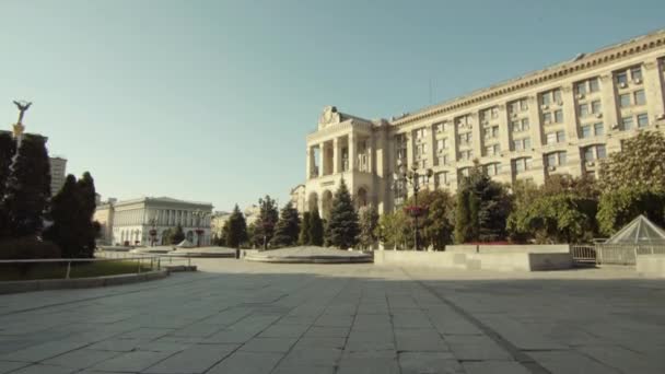 Allmän Bild Tom Morgon Gata Kiev Huvudbyggnaden För Postkontor — Stockvideo