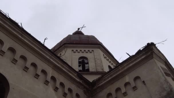 Cúpula Igreja Onde Está Cruz Caída Uma Velha Igreja Ortodoxa — Vídeo de Stock