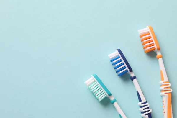 Toothbrush Toothpaste Toothbrushes Top View — Stock Photo, Image