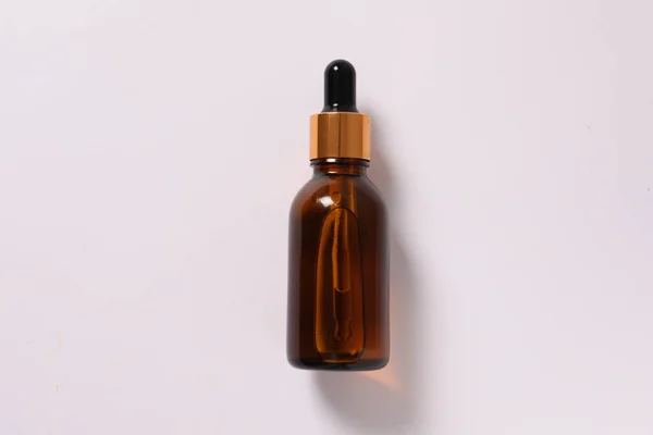 Glass Bottle Serum Serum Pipette White Background Natural Organic Cosmetic — Stock Photo, Image