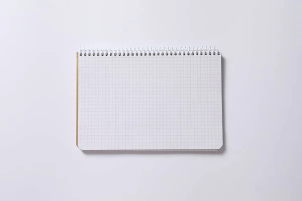 Caderno Branco Caderno Caneta Vista Superior Deitado Plano Conceito Escritório — Fotografia de Stock