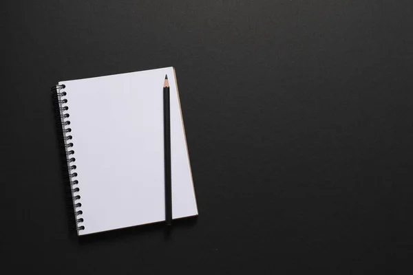 Blank Notepad Black Background — Photo