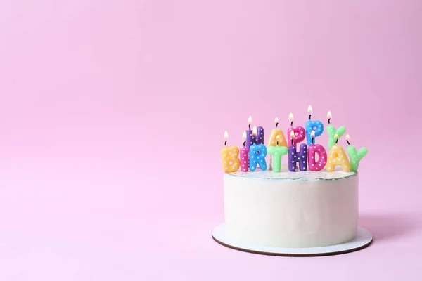 Birthday Cake Colored Background — Stock Photo, Image