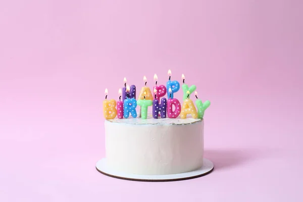 Syntymäpäivä Kakku Värillinen Tausta — kuvapankkivalokuva