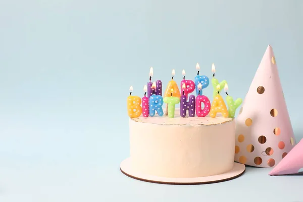 Födelsedag Kaka Färgad Bakgrund — Stockfoto