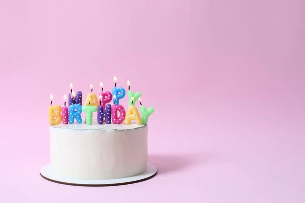 День Рождения Торт Цветном Фоне — стоковое фото