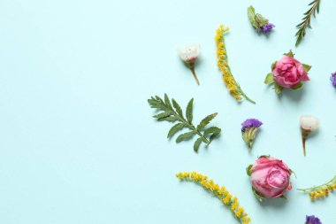 Renkli arka planda güzel çiçekli kompozisyon