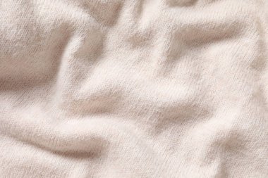 bej kumaş dokusu arkaplan, üst görünüm, kapat.