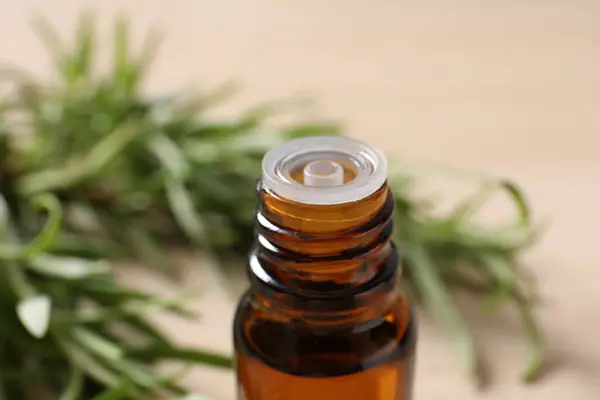 Essential Oil Rosemary White Background — Stock Photo, Image