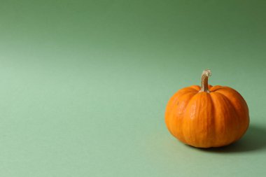 Turuncu arkaplanda Cadılar Bayramı balkabağı kompozisyonu.