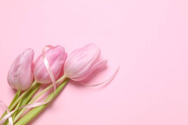 Renkli arka planda güzel pembe laleler