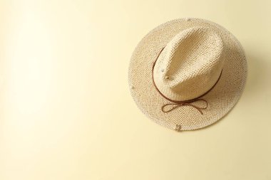 Renkli arkaplanda hasır şapka