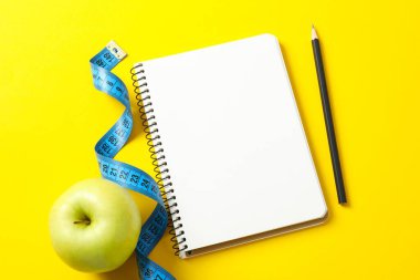 Diet and weight loss, healthy lifestyle, composition with measuring tape