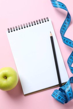 Diet and weight loss, healthy lifestyle, composition with measuring tape